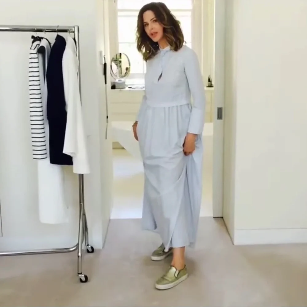 ZARA 7517 / 046 Blue Shirt Dress Shirtdress ASO Trinny Woodall EUC